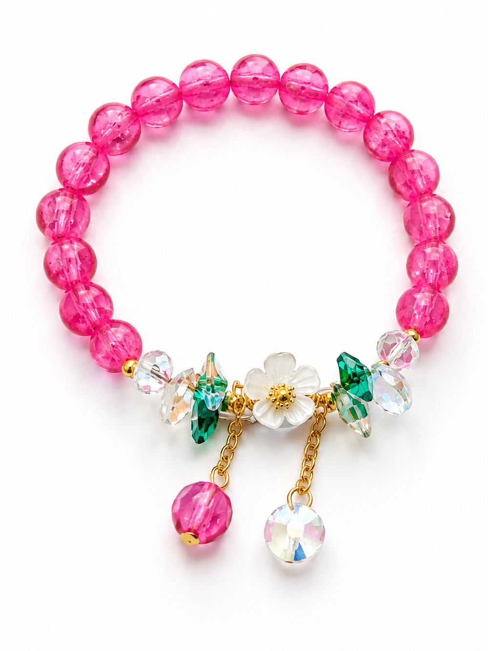 Beaded crystal flower bracelet